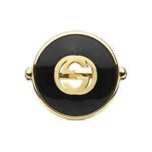 GUCCI Interlocking Black Onyx Ring